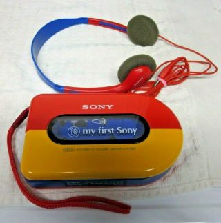 Vintage My First Sony Walkman Cassette Player Wm - 3300 & Headphones Mdr007