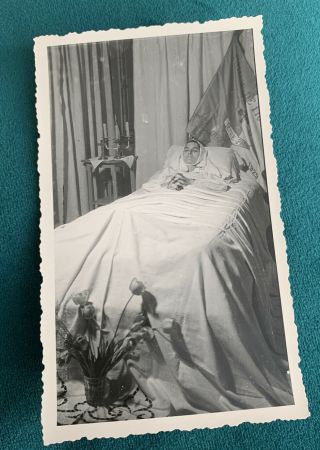 Post Mortem Photograph - Lady Laid Out On Deathbed - 1929 - Curio