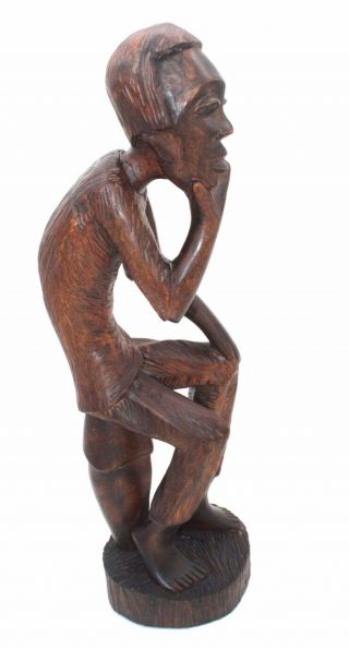 Vtg African Ebony Wood Carving Hand Carved Figure Statue 23 " Folk Art