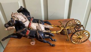 Antique Cast Iron Horses From Drawn Hubley Patrol Wagon