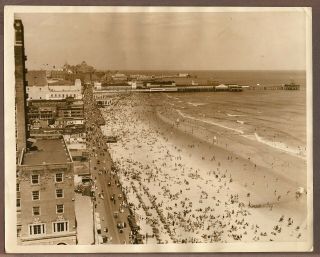 Undated Press Photo Aerial View Of The Beach And Boardwalk Atlantic City,  Nj