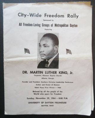 Dr.  Martin Luther King,  Jr.  - Program Dayton Ohio Sun Nov 29,  1964