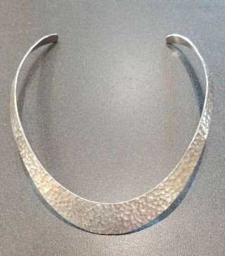 Vtg Sterling Silver - Mexico Hammered 12” Collar Choker Necklace - 35 G.  925