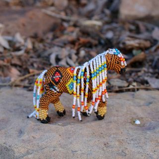 Zuni - Beaded Brown Horse By Denise & Faron Gchachu - Native American Beadwork