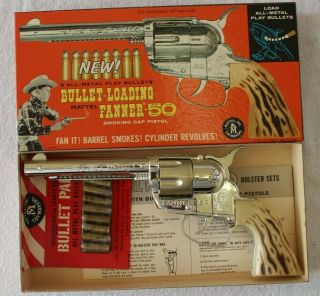 Mattel Bullet Loading Fanner 50 Old Stock Perfect W/ 8 Metal Bullets