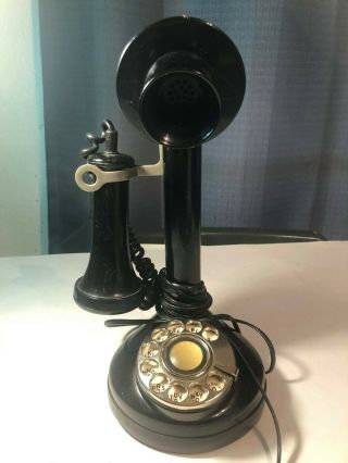 Vintage Black Candlestick Telephone Rotary Dial Phone (vintage Reproduct