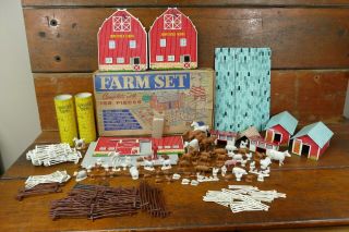 Vintage 1950’s Ohio Art Co Tin Litho Toy Farm Set 199 W/ Box
