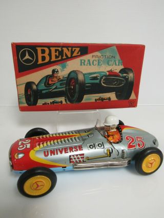 Rare Vintage Yonezawa Japan Tin Friction Universe Mercedes Indy Racer Mib Sb180