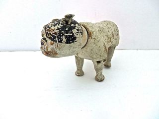 Schoenhut Rare White Bull Dog With Painted Eyes Ears & Tail