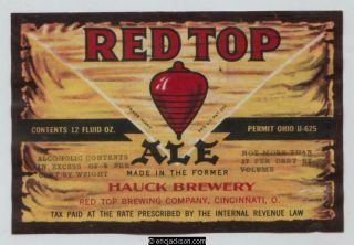 Red Top Brewing Co.  Cincinnati,  Ohio.  Red Top Ale.  12 Oz.