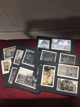 Vintage 1920’s Photo Album Pages Army Uniform Soldiers 29 Photos Railroad Dogs