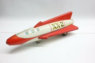 Tin Toy Friction Atomic Spaceship Xx - 2 Rocket Space Ship Japan Old Space Toy Usa