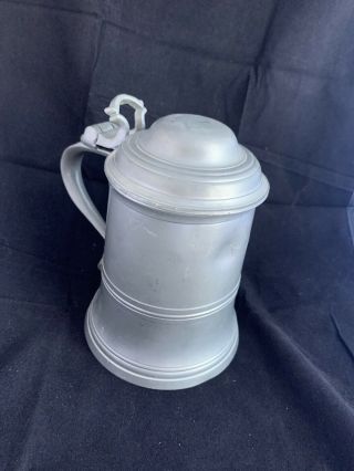 Crown And Roses Pewter Tankard With Lid
