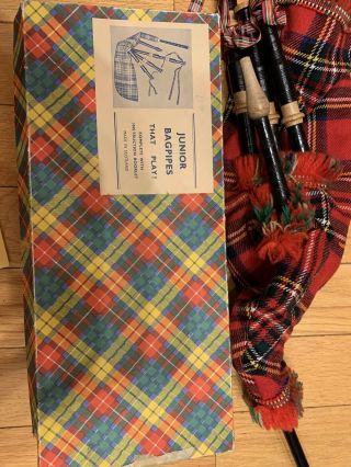 Vintage Scottish Junior Bagpipes W/ Instruction Sheet