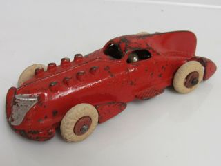 Rare Antique Hubley Red Cast Iron 7 " Boat Tail Racer Large Sb225