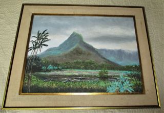 Hawaii 1986 Painting Mt.  Olomana Kaneohe Jean Kubota Signed On Stretcher Framed