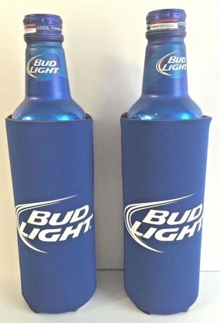 Bud Light Beer Koozie Fits 16 Oz Aluminum Can Classic Logo - Two (2) & F/s