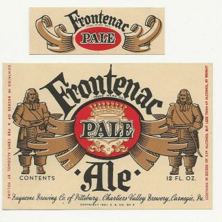 Frontenac Pale Ale Label With Neck Irtp Era Carnegie Pa