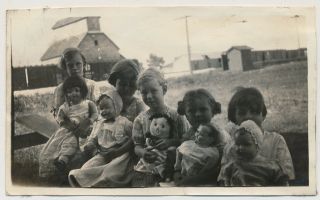 Farm Girls Boy W Raggedy Ann Doll Bisque Dolls Vtg 1920 
