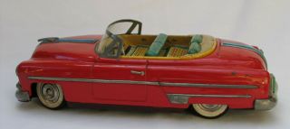 Vintage Large Tin Friction Convertible - 1953 Pontiac Made in Japan by Ichiko 2