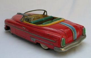 Vintage Large Tin Friction Convertible - 1953 Pontiac Made in Japan by Ichiko 3