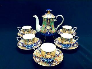 Japanese Vintage Fukagawa Fuji Mark Tea Pot/tea Cup Set,