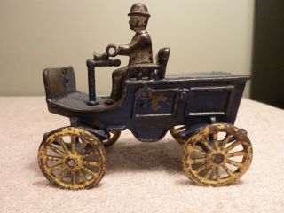 Hubley Cast Iron Tiller Car 5 1/2 ",  Early 1900 