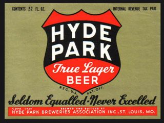 Hyde Park Brewing Beer Label T Shirt St Louis Mo Sizes Small Thru Xxxlarge (f)
