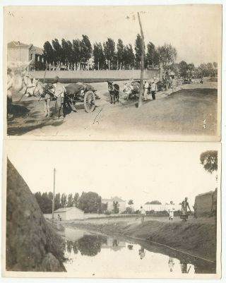 China 2 Old Photo Circa 1920 Military Convoy Near Kiashing