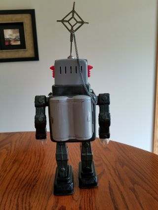 Alps Television Spaceman Tin Toy Battery Operated Robot Japan Tv Antenna 2
