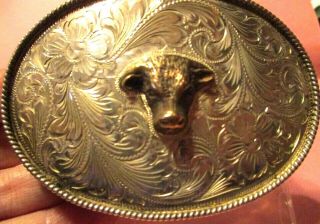 Very Impressive Angus Bull Hand Made & Engraved Western Style Belt Buckle