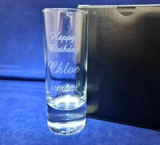 Personalised Shot Glass 18th 21st 30th 40th Birthday Gift Gift Box Option