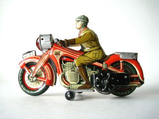Arnold A 643 Tin Clockwork Motorcycle - Us Zone Germany 1950 Near