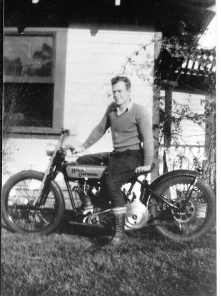 Early Man On Harley Davidson Motorcycle Photo