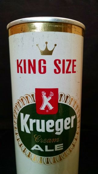 KRUEGER CREAM ALE KING SIZE LATE 1960 ' S 16OZ HALF QUART PULL TAB CAN - CRANSTON 2