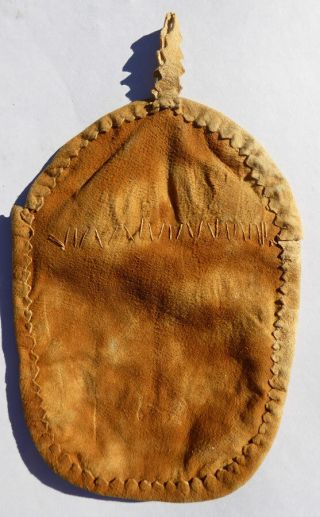 Native American Older Plains Deerskin Leather Pouch Beaded 2