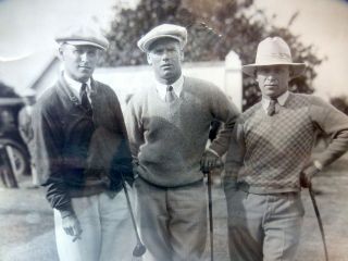 Antique Black And White,  Photo Of 3 Golfers,  C.  1920,  8x10,  Golf