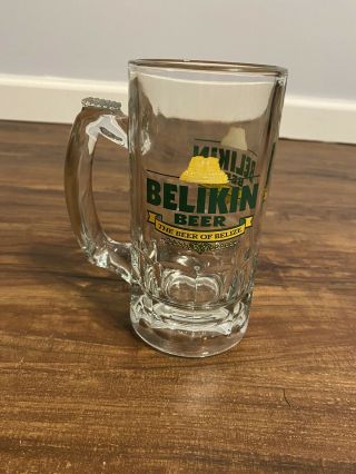 Belikin Beer Glass Mug The Beer Of Belize Heavy Thick Glass Stein Collectible