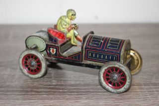 Antique German Tin Litho Toy Hess Flirt Peking Paris Race Car Flywheel Operated