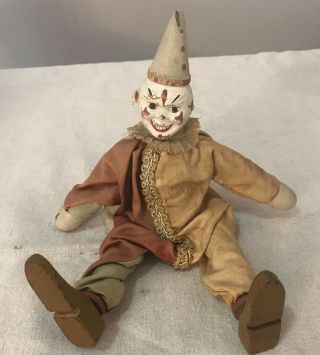 Schoenhut Circus Clown 9 " Inch Wooden Doll 1910 Clothes