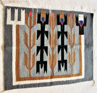 Vintage Navajo Yei / Yeibichai & Corn,  Wool Rug /wall Hanging 28 " X 23 "