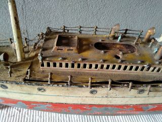 Ernest Plank Ship Boat Vintage Tin Metal Toy Germany 50 Cm