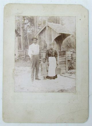 Black Americana Family At The Water Well Antique Photo