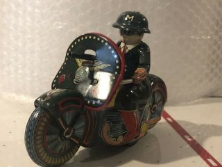 1940s/1950’s Tin Friction Military Police Motorcycle Toy