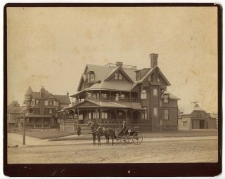 Large 1880s Cabinet Card Photo Of A Mansion With A Coachman In Front