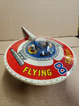 Vintage Tin Toy Friction Flying Saucer.  Haji Japan Friction With.
