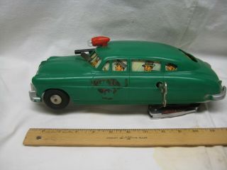 Vintage Marx 1948 Step - Down Hudson Green Police Car Wind - Up With Sparking Gun