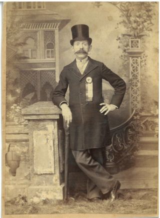 Cabinet Photo Man In Top Hat With Big Mustache And Ribbon Tarentum Pennsylvania