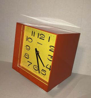 Vintage Mid Century Modern Pop Art Wedgefield Clock Orange Large Cube W Germany