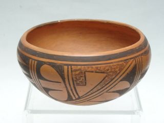 Vintage Hopi - Tewa Pueblo Black On Red Pottery Bowl 6.  75 "